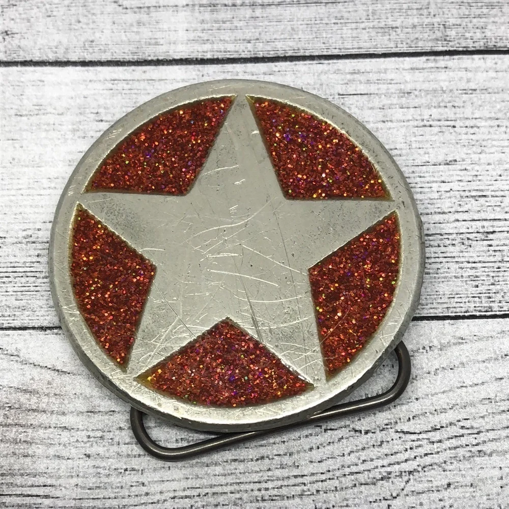 Vintage y2k Star Belt Buckle  Western Texas Glitter Star Belt Buckle Statement